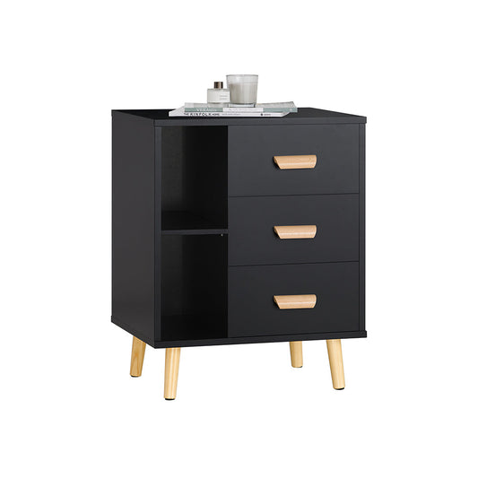 SoBuy Table de nuit - Buffet avec 3 tiroirs coulissants et 2 étagères de rangement - Max. 40KG - 48 x 40 x 60 cm - Noir