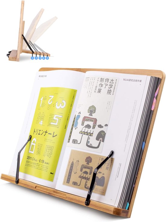 Support pour livres de cuisine et tablettes - Réglable avec pinces - Livres - Support - Stand - Rack - Support - Livres - Supports - Métal - Bois - Bambou - Lire - Rack - Luft