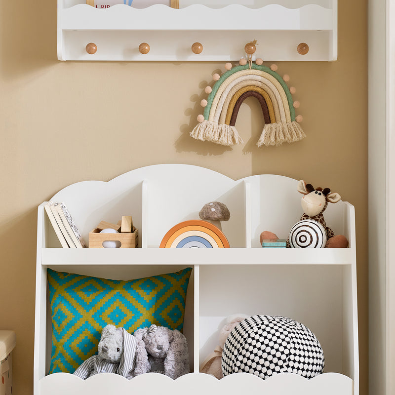 Bibliothèque pour enfants sur pieds - Bibliothèque et rangement pour jouets - 5 espaces ouverts - Blanc - SoBuy KMB100-W