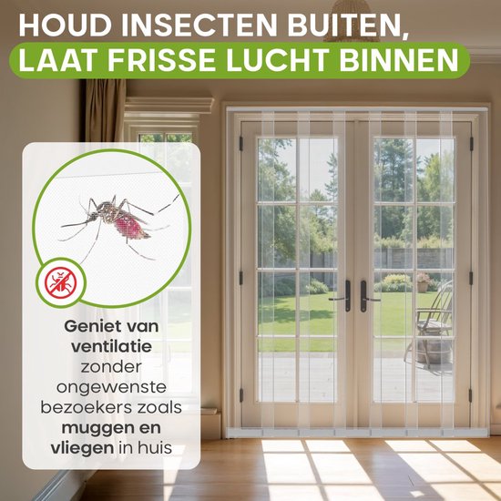 O'DADDY® Fly Curtain Slat Screen - 184x260 cm - Rideau de porte - Porte - Design ajustable - Fibre de verre - Moustiquaire de porte blanche