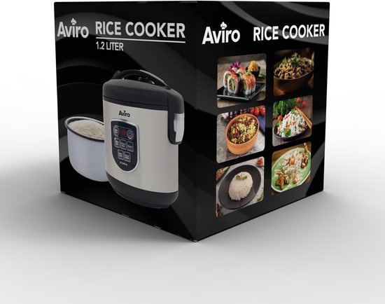 Aviro Rice Cooker - Slowcooker - 1,2L - 7 Fonctions - Fonction maintien au chaud - Cuiseur de riz - Antiadhésif - Multicuiseur - 2-6 personnes - acier inoxydable