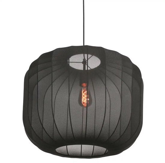 Anne Lighting - suspension - Sable - noir - lin et métal - Ø 55 cm - E27 - 4192ZW