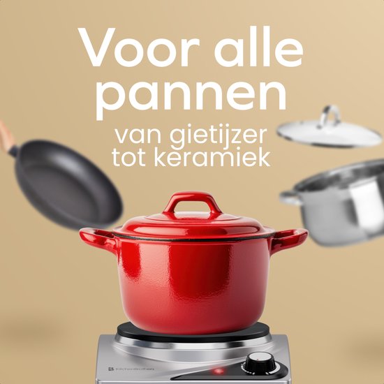 KitchenBrothers Table de cuisson électrique - 1 brûleur - pose libre - 7 niveaux de température - 1500W - inox/noir