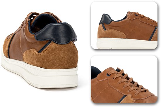 Milanoro - Baskets élégantes en cuir pour homme - Bleu marine - Taille 44