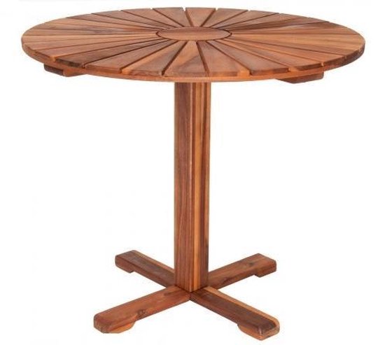 Table d'appoint Casaria Bois d'acacia rond 4 pieds - Marron