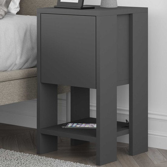 Table de chevet - Anthracite élégant - 30x55x30cm - Mélamine durable