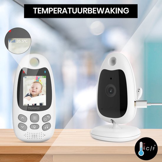 Oemmie Baby Monitor - Baby Monitor avec caméra - Baby Monitor - Baby Camera - Video & Audio - Night Vision - White