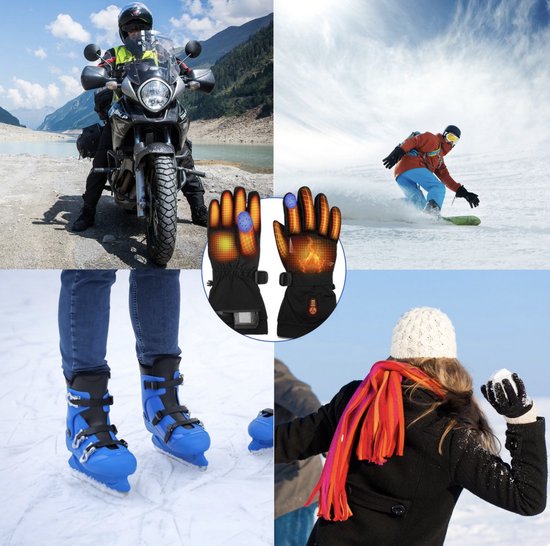 Qualitá® Heated Gloves - Gants chauffants - hydrofuges - Gants électriques Taille XL - Compatibilité écran tactile - Sports d'hiver - Rechargeable