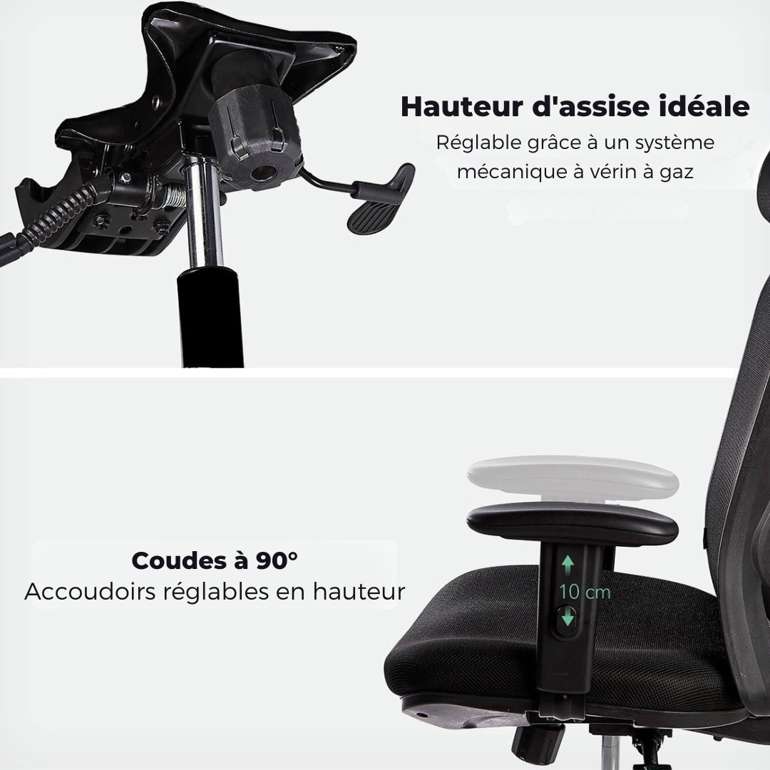 LifeGoods - Chaise de bureau ergonomique - Noir