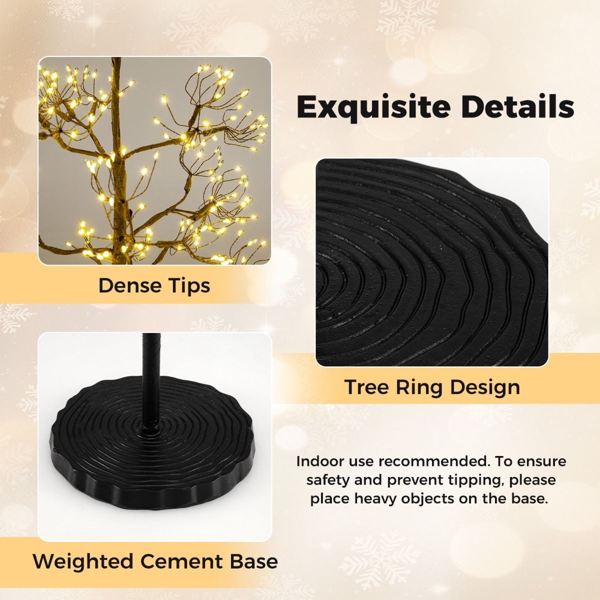 Coast Light Tree Arbre artificiel avec lumières - 120 cm - 800 LED blanc chaud - Noir