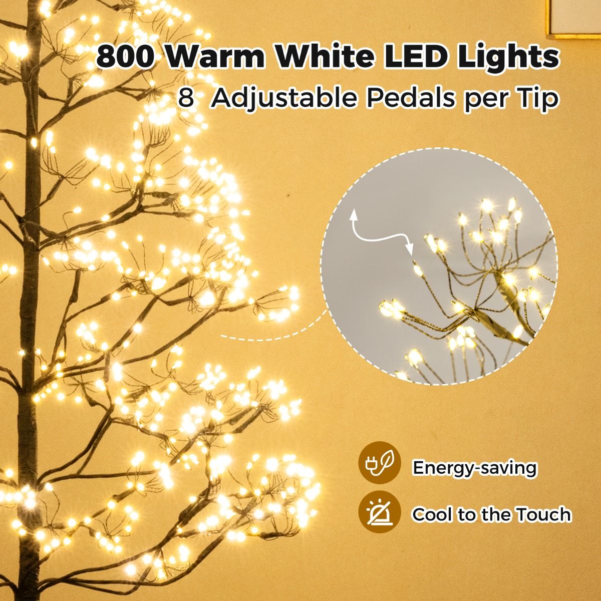 Coast Light Tree Arbre artificiel avec lumières - 120 cm - 800 LED blanc chaud - Noir