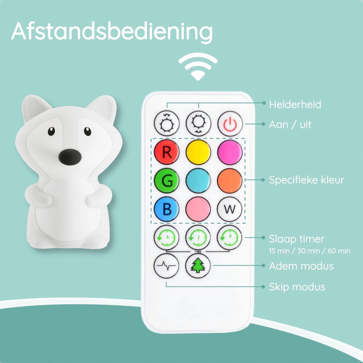 Veilleuse Sleepy Friends Fox - rechargeable par USB et avec variateur de lumière - 8 couleurs - 95x97x100 mm - Veilleuse en silicone souple pour la chambre de bébé et la nurserie