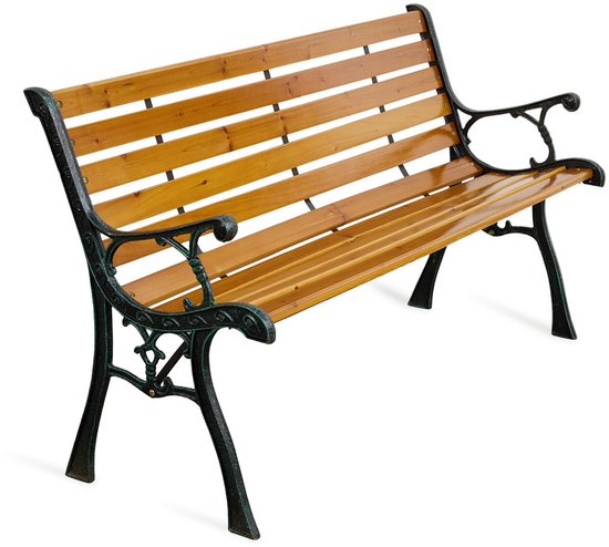 Lifa Garden Banc de jardin nostalgique - Banc d'extérieur - Pin naturel, acier - Marron - 126x52x73cm(LxLxH)
