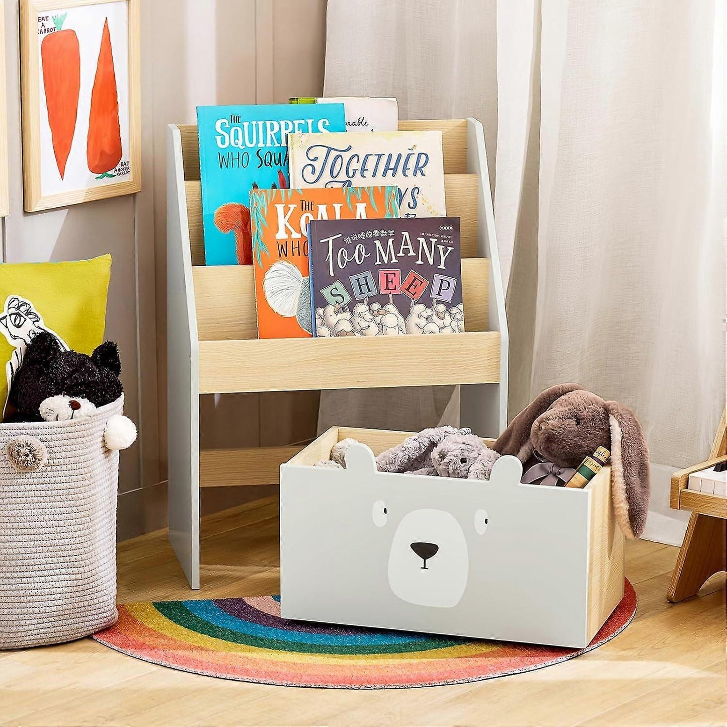 Bibliothèque enfant Sobuy - Blanc - 51x28x70cm