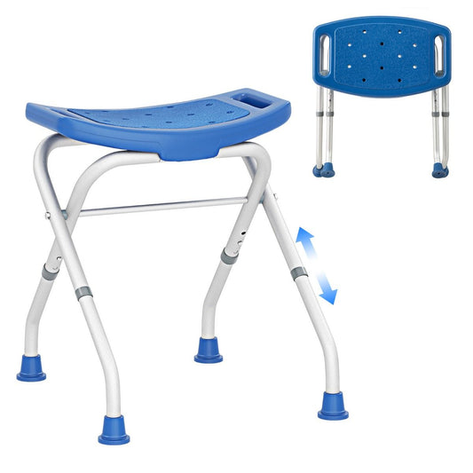 Chaise de douche Coast réglable en hauteur avec pieds en caoutchouc antidérapants - Douche sûre et confortable - 53 x 50 x 52,5 cm - Bleu