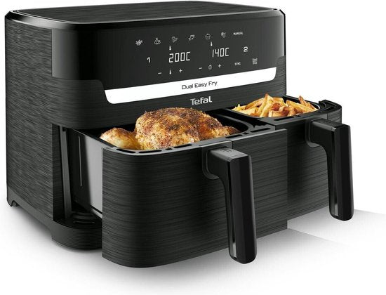 Tefal EY901N10 Dual Easy Fry Essential - Friteuse d'air - 2700W - 8.3L - Noir