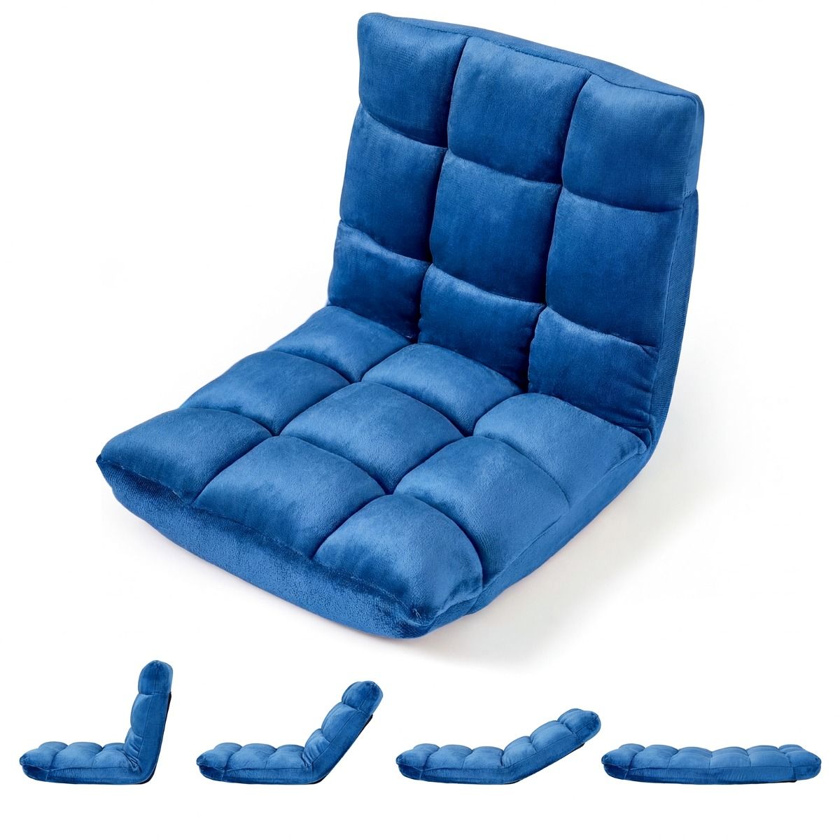 Chaise longue pliable Coast Tatami - dossier réglable sur 14 positions - mousse haute densité - bleu