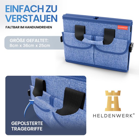HELDENWERK Organisateur de bottes premium avec couvercle, robuste et antidérapant - Sac à bottes pliable, grand avec double fond - Boîte de coffre, boîte d'organisation de bottes
