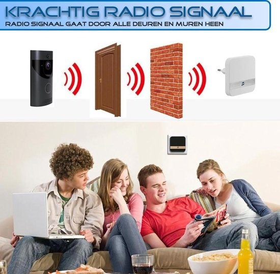 SHINE Gong Video doorbell - Carillon pour Maxi, Gologi, Living Needs, Aye Cam, Winnes, Zedar, Life Deco | Récepteur avec 52 mélodies - Noir