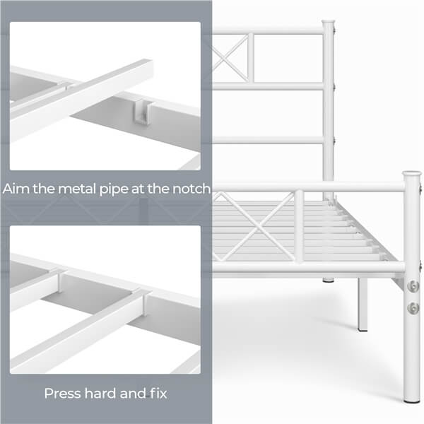 Cadre de lit en métal Yaheetech - Avec tête et pied de lit - Capacité de charge de 800 lb - Espace de rangement de 32 cm sous le lit - Sans sommier