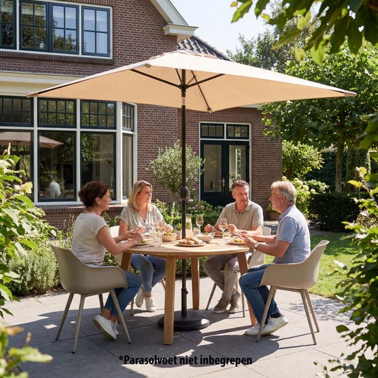 Parasol à mât Tristar - Carré - 200 x 200 cm - Balcon et jardin - Inclinable - Housse de protection incluse - PA-7902 - Beige