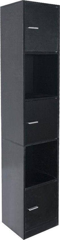 Meuble colonne salle de bain - meuble de rangement salle de bain chambre ou couloir - hauteur 180 cm - noir