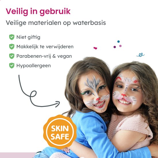 Partizzle Set de peinture pour le visage à base d'eau - Livre de peinture pour le visage et set de modèles - Pinceaux, éponges, craie pour les cheveux, paillettes bio - Noël enfants - 20 couleurs