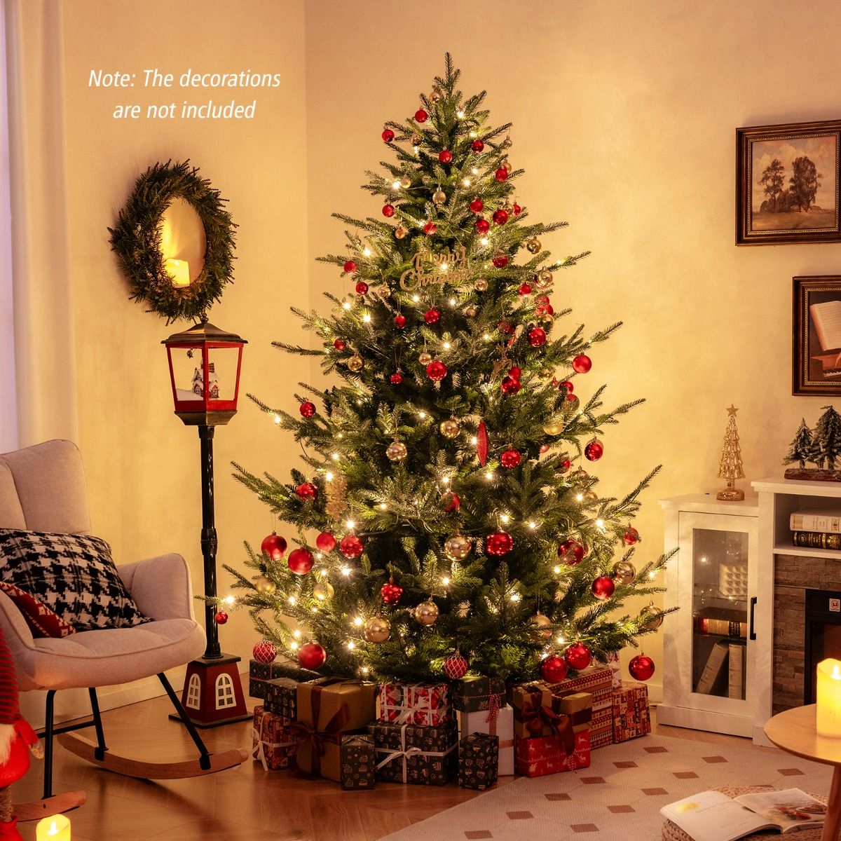 Coast Artificial Christmas Tree 210 cm - Pre-light with Warm White LEDs - Hinged - Green - Ø124 cm