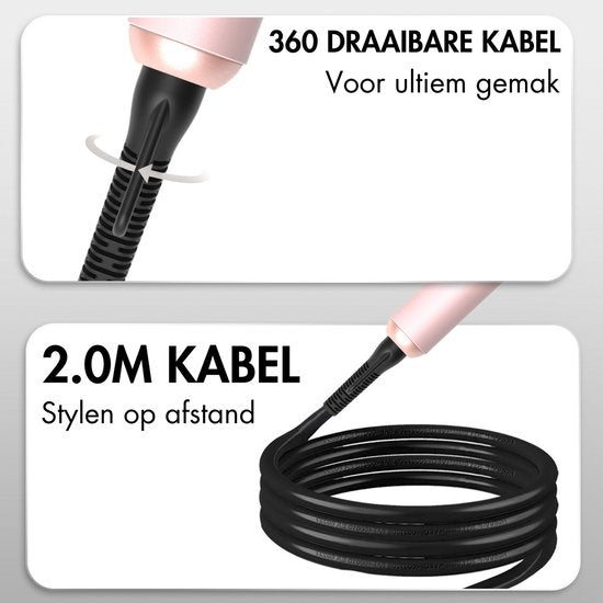 Sansbeauté® 6 en 1 Fer à boucler avec pince - Fer à boucler en céramique - 13mm à 38mm - Brosse pour sèche-cheveux cheveux courts - Brosse chauffante - Boucleurs - Brosse thermique - Styler les cheveux - Brosse à boucler 5 en 1
