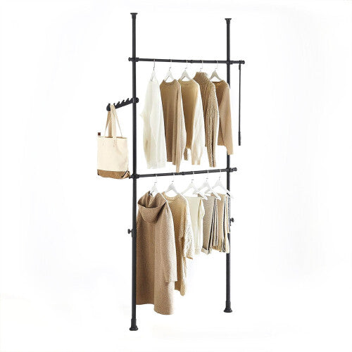 SoBuy Porte-manteau télescopique Armoire réglable Noir FRG109-II-SCH 75-126 x 200-295 cm