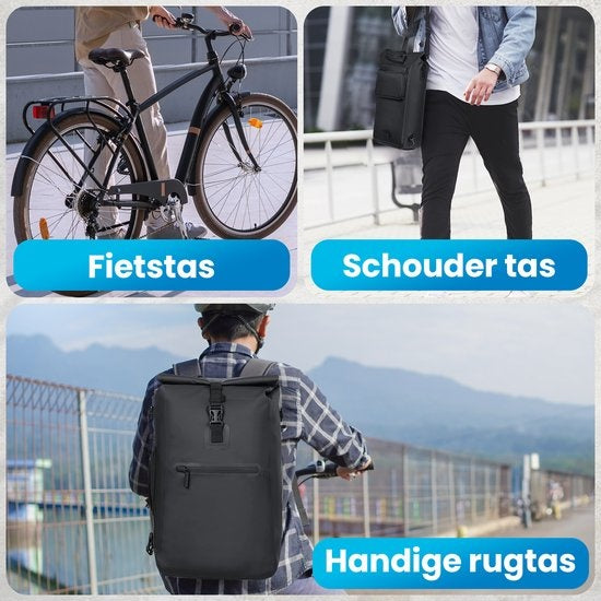 Avalo Bicycle Bag - Sac à dos/Sac à bandoulière/Sac à vélo - 25L - Imperméable - Noir