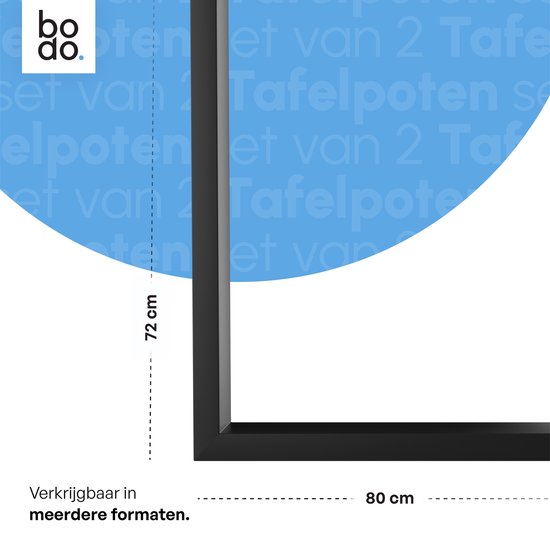 Bodo® - Table à structure acier - Pieds de table - Lot de 2 - Pied en U 80x72 cm - Noir mat