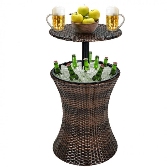 Table de bar cooler réglable en hauteur - Marron - 17,5 x 17,5 x 22,5 -37,5 (L x l x H)