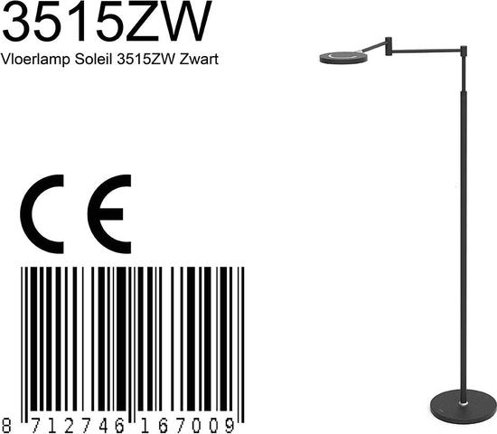Steinhauer lampadaire Soleil - noir - luminium - 3515ZW