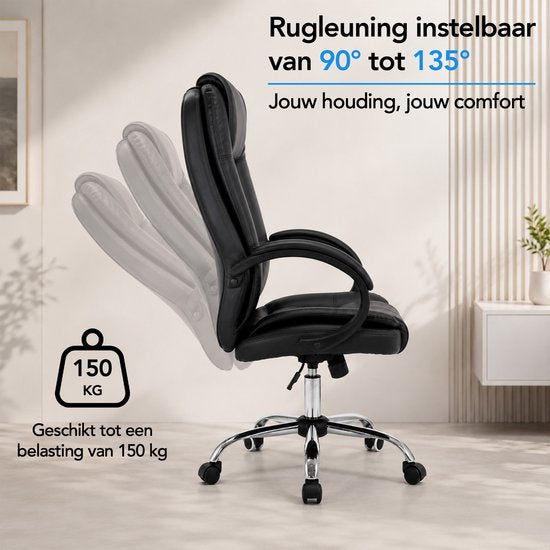 Chaise de bureau ergonomique Infinity Goods - Chaise de bureau - Réglable - Soutien lombaire 4D et tissu maillé - Jusqu'à 150 kg - NEN-EN1335 - Noir