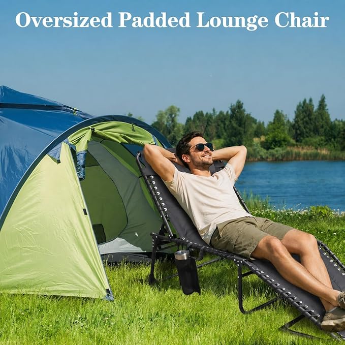 Chaise longue pliable Yaheetech - 5 positions - Ouverture au niveau du visage - Coussin de 9 cm - Noir