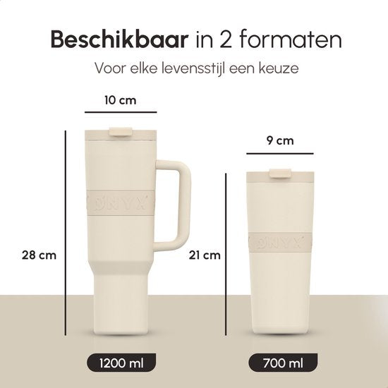 ONYX Bouteille à boire avec paille 700ML - Bouteille d'eau pour enfants et adultes - Tasse thermos - Tasse de voyage - Boire pour la motivation - Tasse à boire pour l'école - Beige