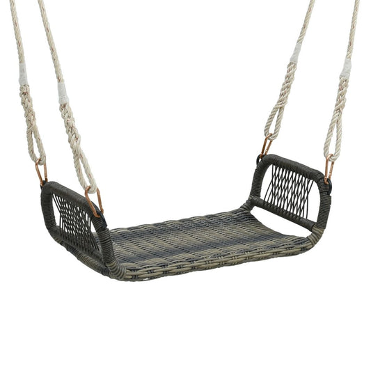Balançoire de véranda en rotin Coast Curved - 69x37x21.5 cm - Brun mixte - 2 cordes en chanvre incluses