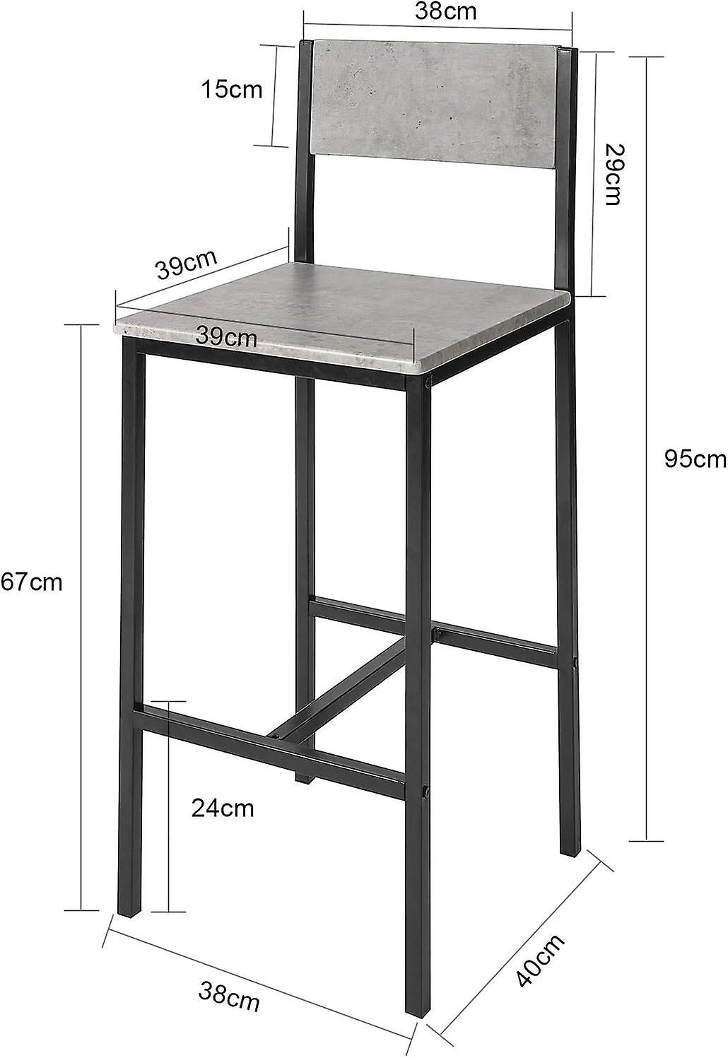 Sobuy Tabourets de bar - 2 fois - Gris - 38x40x95 cm.