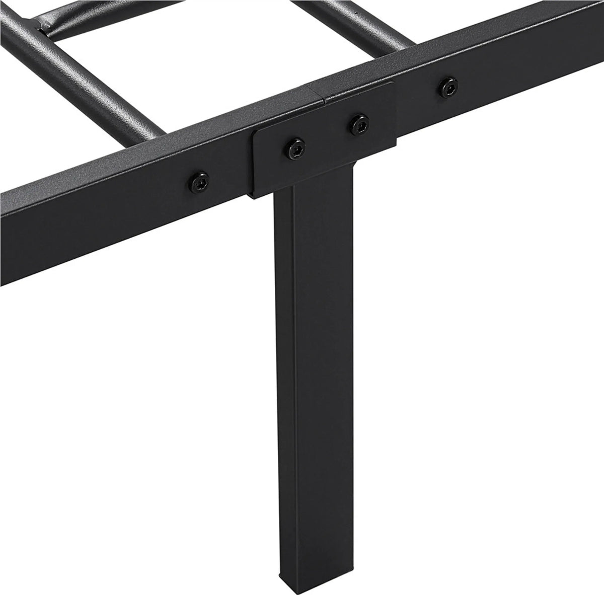 Cadre de lit en métal Yaheetech 90 x 200 cm - Noir - 204 kg - Avec tête et pied de lit - Espace de rangement sous le lit de 32 cm