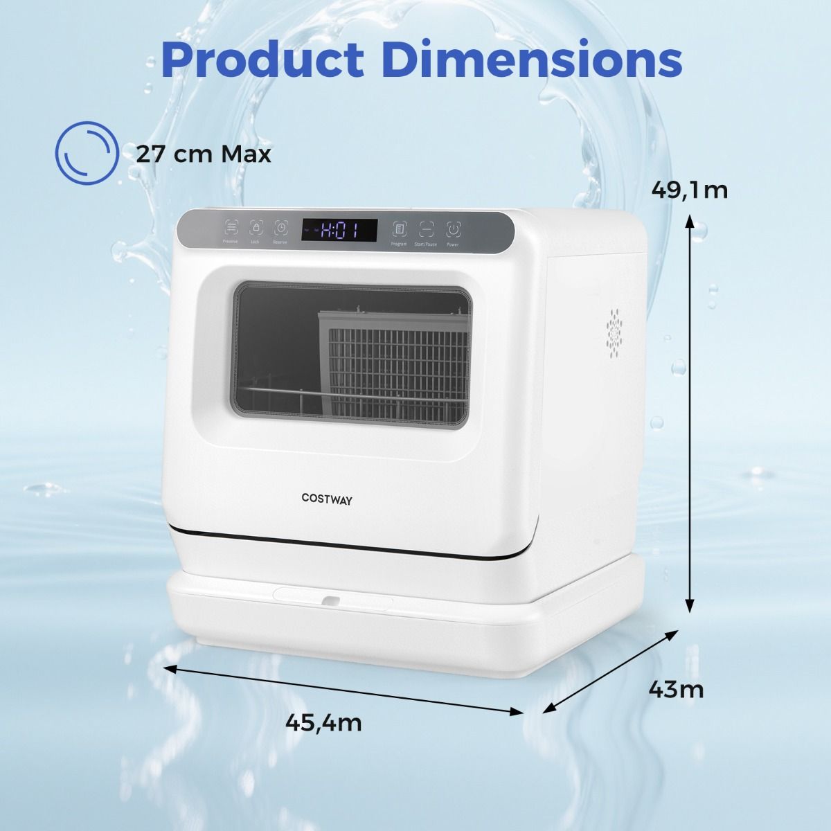 Lave-vaisselle Coast Mini - modèle de table portable - 6 programmes - réservoir d'eau de 8,25 litres - blanc