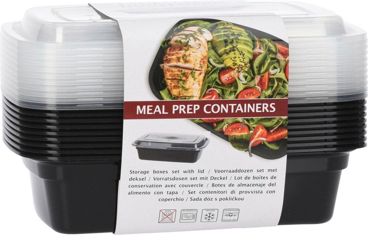 Plateaux pour préparation de repas - 10 pièces - 1 compartiment - Plateaux fraîcheur - Plateaux pour micro-ondes - 1200ML - Sans BPA
