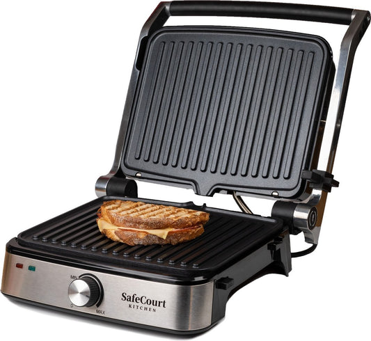 Grill électrique, Safecourt Kitchen, Contact grill compact CG200, Avec plaques amovibles