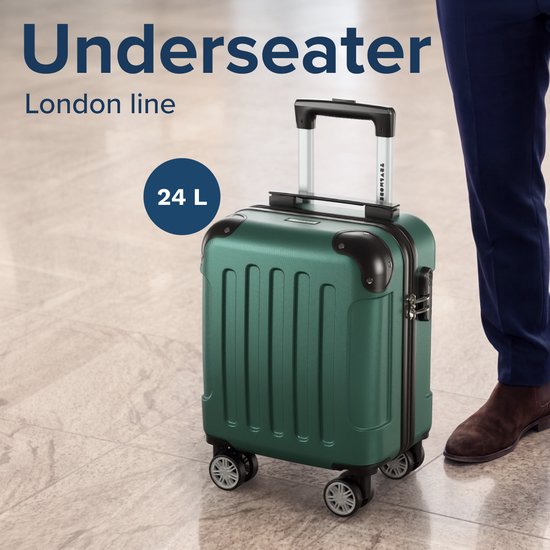 Valise cabine TRVLMORE - 40 x 30 x 20 cm - À placer sous le siège - 24 L - Serrure à combinaison - 4 roues - Vert foncé