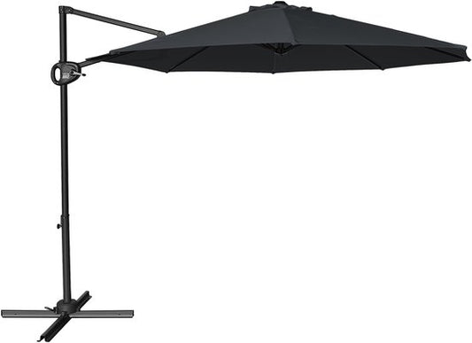 Parasol suspendu AXI Solea Ø 300 cm anthracite/gris, housse incluse – Armature thermolaquée avec pied en croix – Rotation à 360° – Toile anti-UV