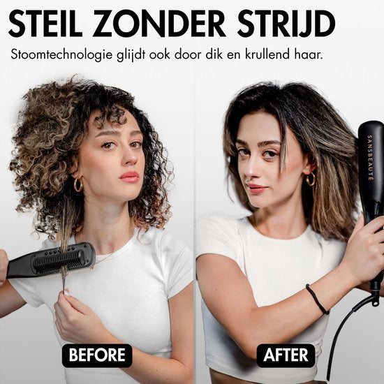 Sansbeauté® Steam Straightener PRO - Lisseur à vapeur - Lisseur professionnel 5.0 - Lisseur à vapeur - Noir