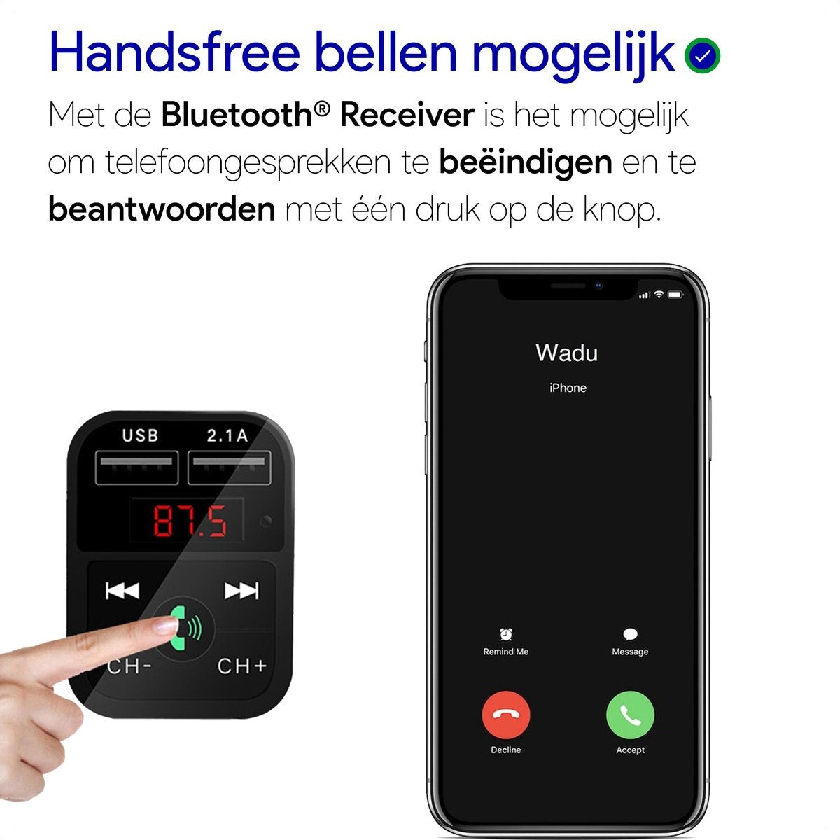 Émetteur FM Bluetooth - Récepteur Bluetooth embarqué - USB - Kit mains libres pour voiture