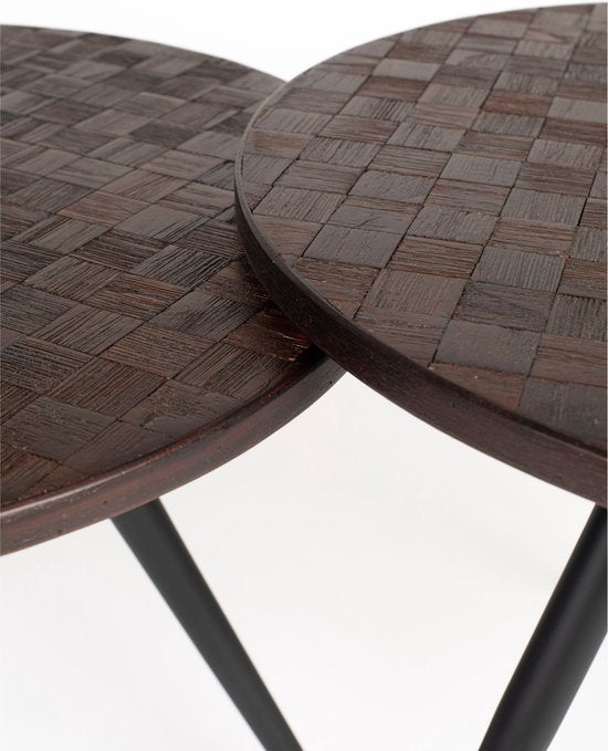 Housecraft Living Webster : table d'appoint ronde en teck brun - lot de 2