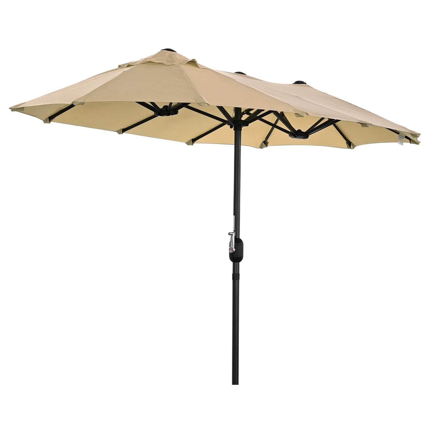 Angel Living 297 × 153 cm, parasol de jardin double, beige – UPF 50+, forme ovale, manivelle