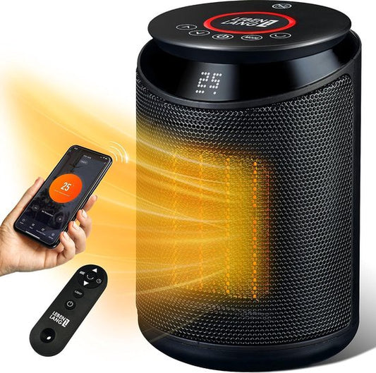 Radiateur soufflant LEBENLANG - compact & économe en énergie avec télécommande - Température réglable et fonction minuterie - 2000W - noir